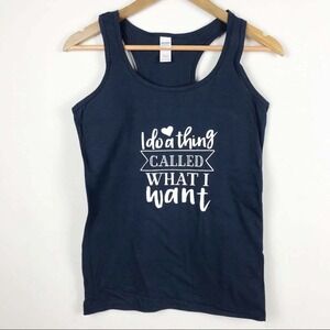 Gildan Softstyle Navy Blue Racerback Tank Top I Do A Thing Graphic Small